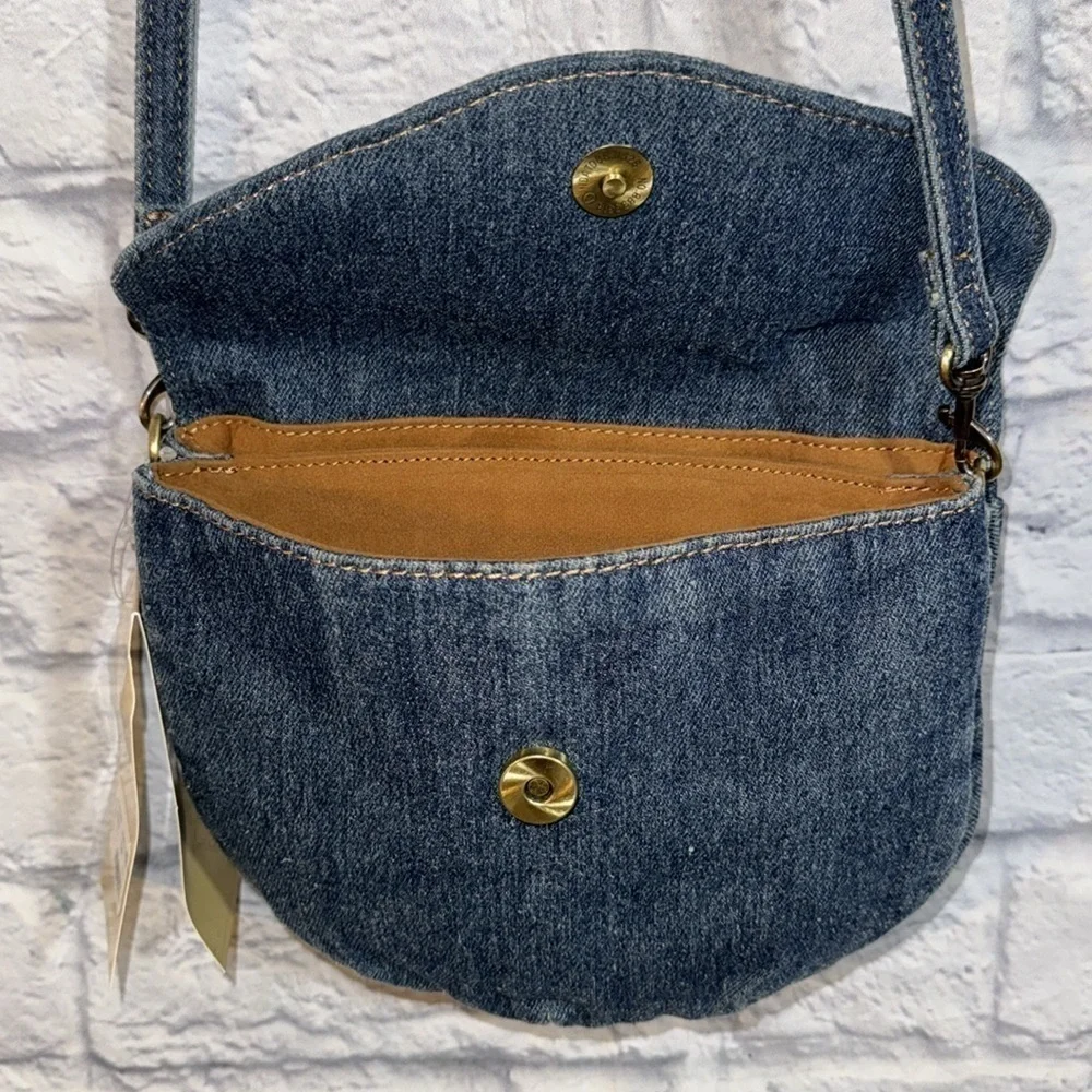 Patricia Nash Granada Boho Floral Denim Embroidered Crossbody Bag Casual Purse